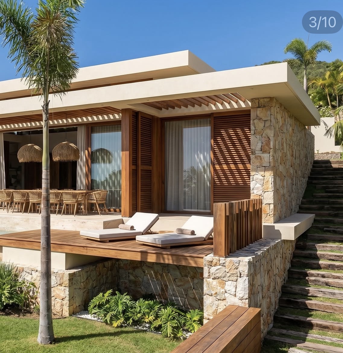 Beachfront residence with ocean-facing pool deck